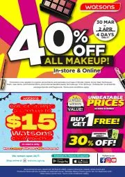 Beauty & Health offers in Singapore | 40% OFF ALL Makeup in Watsons | 30/03/2023 - 02/04/2023