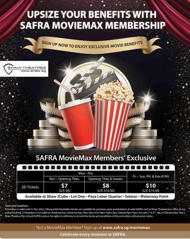 Travel & Leisure offers | Safra Moviemax Membership. in Shaw Theatres | 11/02/2022 - 31/12/2022