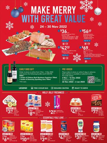 Offer on page 1 of the Make Merry With Great Value catalog of FairPrice