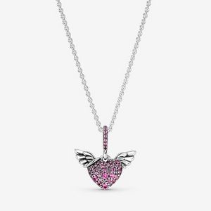 Pavé Heart & Angel Wings Necklace offers at S$ 149 in Pandora