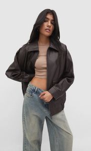 Faux leather jacket with pockets offers at S$ 65.99 in Stradivarius