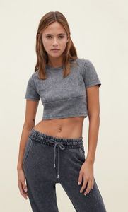 Faded-effect short sleeve T-shirt offers at S$ 12.99 in Stradivarius