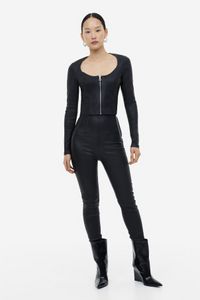 Zip-front leather top offers at S$ 80 in H&M