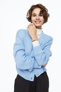 Pointelle-knit cardigan offers at S$ 29.95 in H&M