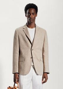 100% linen slim fit blazer offers at S$ 119.9 in HE by Mango