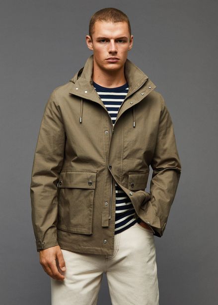 Raincoat hooded jacket offers at S$ 179.9 in HE by Mango