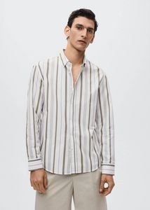 Striped seersucker shirt offers at S$ 29.9 in HE by Mango