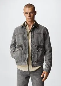 Denim jacket with corduroy collar  offers at S$ 79.9 in HE by Mango