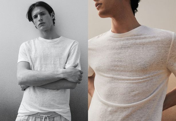 100% linen t-shirt offers at S$ 59.9 in HE by Mango