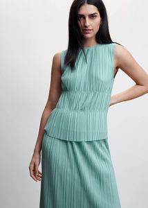 Sleeveless pleated top offers at S$ 59.9 in Mango