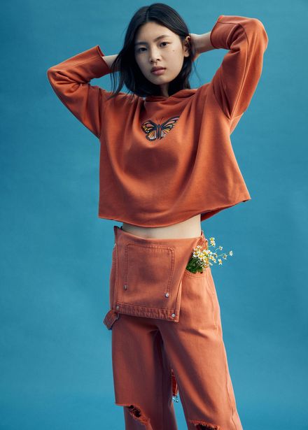 Butterfly cropped sweatshirt offers at S$ 39.9 in Mango