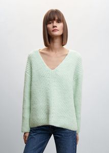 V-neck knit sweater offers at S$ 45.9 in Mango