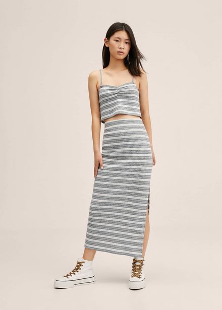 Stripped ribbed skirt offers at S$ 29.9 in Mango