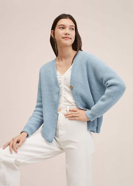 Buttoned chenille cardigan offers at S$ 39.9 in Mango