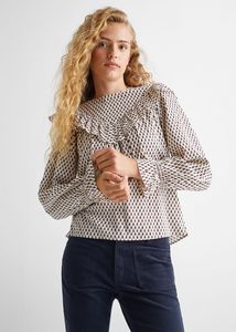 Ruffles printed blouse offers at S$ 59.9 in Mango