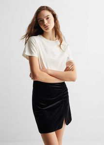 Velvet mini-skirt offers at S$ 39.9 in Mango