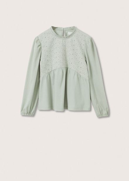 Embroidered long-sleeved t-shirt offers at S$ 19.9 in Mango Kids