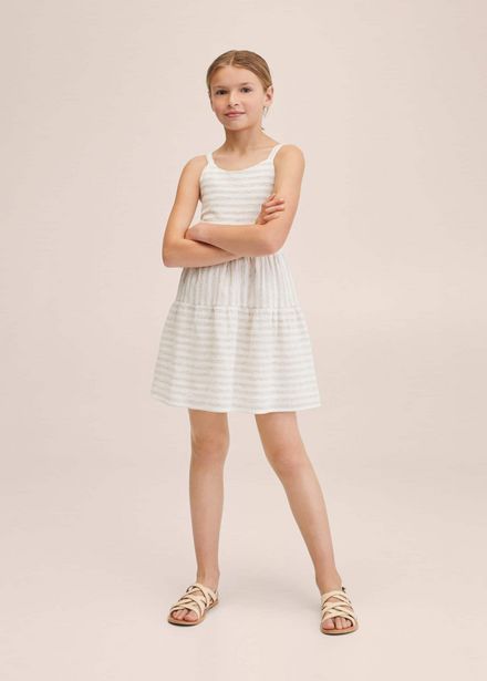 Striped linen dress offers at S$ 45.9 in Mango Kids