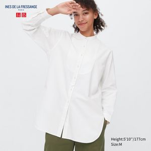 WOMEN IDLF Oxford Stand Collar Long Sleeve Tunic offers at S$ 29.9 in Uniqlo