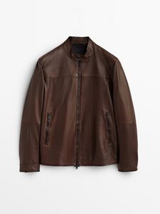 Brown Nappa Leather Jacket offers at S$ 315 in Massimo Dutti