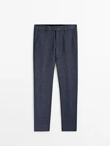 Faded Houndstooth Linen Suit Trousers offers at S$ 179 in Massimo Dutti