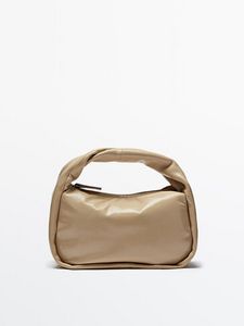Leather Bucket Bag With A Crackled Finish offers at S$ 195 in Massimo Dutti