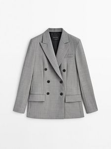 Double-Breasted Fil-À-Fil Suit Blazer offers at S$ 345 in Massimo Dutti