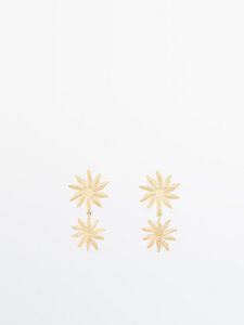 Medium Gold-Plated Flower Double Earrings offers at S$ 79 in Massimo Dutti
