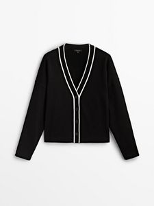 Contrast Cotton Cardigan offers at S$ 139 in Massimo Dutti