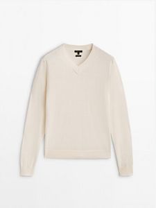 Wool And Cashmere V-Neck Sweater offers at S$ 125 in Massimo Dutti