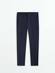 Blue 100% Wool Suit Trousers offers at S$ 199 in Massimo Dutti