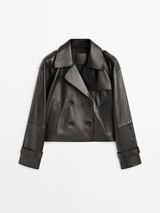 Cropped Nappa Leather Trench Coat offers at S$ 795 in Massimo Dutti