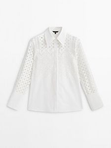Cotton Oversize Blouse With Cutwork Embroidery offers at S$ 225 in Massimo Dutti