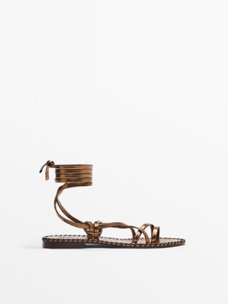 Tied Leather Flat Sandals offers at S$ 165 in Massimo Dutti