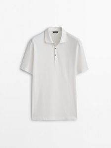 Short Sleeve Diagonal Cotton Micro-Twill Polo Shirt offers at S$ 79 in Massimo Dutti