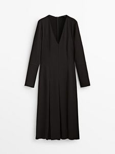 Crepe Box Pleat Midi Dress offers at S$ 245 in Massimo Dutti