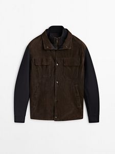 Contrast Suede And Knit Jacket offers at S$ 525 in Massimo Dutti