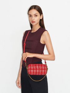 Cayce Tweed Boxy Crossbody Bag               - red offers at S$ 39.9 in Charles & Keith