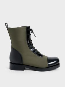 Nylon & Patent Combat Boots offers at S$ 1550 in Charles & Keith