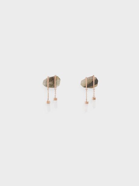 Labradorite Stone Drop Earrings offers at S$ 36 in Charles & Keith