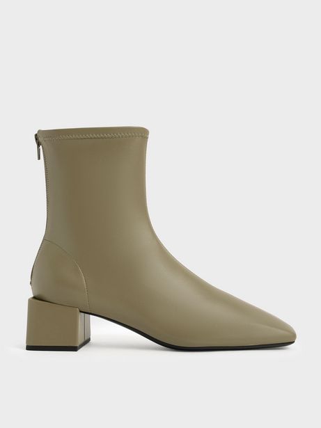 Block Heel Zip-Up Ankle Boots offers at S$ 53 in Charles & Keith