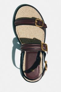 LEATHER SANDALS WITH JUTE INSOLE offers at S$ 119 in ZARA