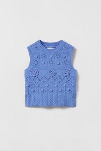 CHENILLE FLORAL KNIT VEST offers at S$ 45.9 in ZARA