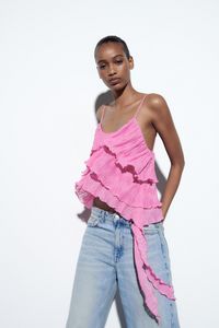 PLEATED TOP WITH RUFFLES offers at S$ 49.9 in ZARA