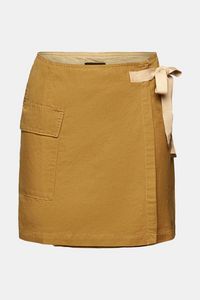 Wrap-over mini skirt, cotton-linen blend offers at S$ 159.9 in Esprit