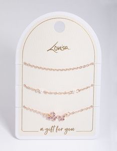Rose Gold Diamante Bracelet 3-Pack offers at S$ 10 in Lovisa