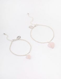Silver Plated Rose Quartz Bracelet 2-Pack offers at S$ 9 in Lovisa