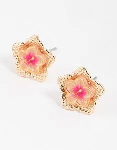 Cute Pink Frangipani Stud Earrings offers at S$ 5 in Lovisa