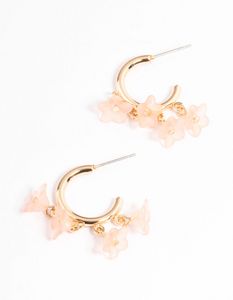 Peach Flower Huggie Earrings offers at S$ 4 in Lovisa