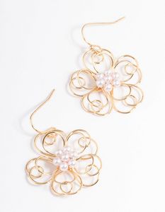Gold Wire Flower Pearl Drop Earrings offers at S$ 4 in Lovisa